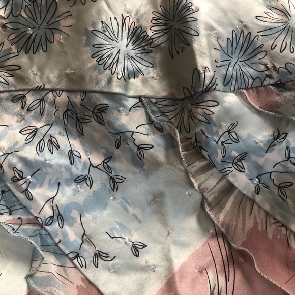 Gorgeous satin party floral tank top with ruffles and sparkle beads. - Picture 4 of 5